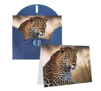 Carte de vœux vierge de 10,2 x 15,2 cm avec enveloppes, motif léopard africain, cartes de remerciement, cartes de notes, cartes de notes, cartes bleues, cartes pour toutes les occasions pour Noël