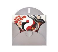 Carte de vœux vierge en papier nacré rouge et noir avec enveloppe grise pour anniversaire, mariage, fête d'invitation