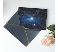 Carte de vœux vierge imprimée avec étoiles bleues brillantes - Carte de remerciement, carte d'invitation, festival et toutes les occasions - Noir