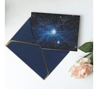 Carte de vœux vierge imprimée avec étoiles brillantes bleues - Carte de remerciement, carte d'invitation, festival et toutes les occasions - Bleu