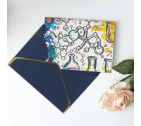 Carte de vœux vierge imprimée chimie, carte de Noël, cartes de remerciement, carte d'invitation, festival, cartes de vœux et toutes occasions Bleu