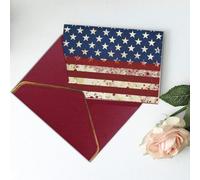 Carte de vœux vierge imprimée drapeau américain, étoiles, rayures - Carte de Noël, cartes de remerciement, carte d'invitation, festival, cartes de vœux et toutes les occasions - Rouge foncé