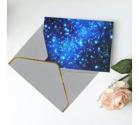 Carte de vœux vierge imprimée étoiles bleues brillantes - Carte de Noël, cartes de remerciement, carte d'invitation, festival, cartes de vœux et toutes les occasions - Gris clair