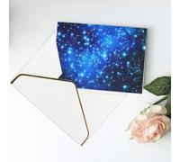 Carte de vœux vierge imprimée étoiles bleues brillantes - Carte de remerciement, carte d'invitation, festival et toutes les occasions - Blanc