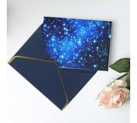 Carte de vœux vierge imprimée étoiles brillantes bleues - Carte de remerciement, carte d'invitation, festival et toutes les occasions - Bleu