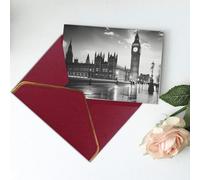 Carte de vœux vierge imprimée Londres - Carte de Noël, cartes de remerciement, carte d'invitation, festival, cartes de vœux et toutes les occasions - Rouge foncé