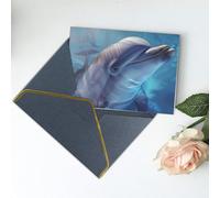 Carte de vœux vierge imprimée Winter The Dolphin - Carte de Noël, cartes de remerciement, carte d'invitation, festival, cartes de vœux et toutes les occasions - Noir