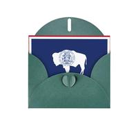 Carte de vœux vierge vert foncé et magnifique bloc de notes vierges VVXBHGR Motif drapeau de l'État du Wyoming