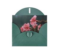 Carte de vœux vierge vert foncé et perle beau bloc de notes vierge VVXBHGR Motif pluie sur les fleurs