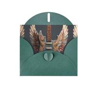 Carte de vœux vierge vert foncé et perle magnifique bloc de notes vierges VVXBHGR motif guitare rétro ailes