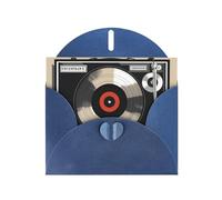 Carte de vœux vintage en papier nacré avec impression de disque vinyle bleu : 10,2 x 15,2 cm, carte d'invitation pour fête d'anniversaire