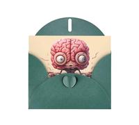 Carte de vœux WHJSHOP avec impression de cerveau humain Vert foncé - Papier nacré double face avec boucle d'amour et enveloppe en papier nacré