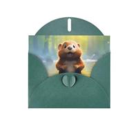 Carte de vœux WHJSHOP avec imprimé castor Vert foncé - Papier nacré haut de gamme avec effet nacré double face