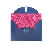 Carte de vœux WHJSHOP bleue avec cœurs roses - Papier nacré double face avec boucle d'amour et enveloppe en papier nacré