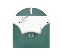 Carte de vœux WHJSHOP Féroce Loup Féroce Vert foncé Impression simple traits - Papier nacré haut de gamme double face Effet perle Love Buckle Enveloppe en papier nacré