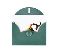 Carte de vœux WHJSHOP Fire Dragon under the volcano Prints - Papier nacré haut de gamme double face effet nacré avec boucle d'amour et enveloppe en papier nacré Vert foncé