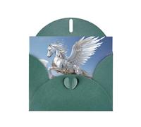 Carte de vœux WHJSHOP Pegasus Prints vert foncé - Papier nacré double face haut de gamme effet perle avec boucle d'amour et enveloppe en papier nacré