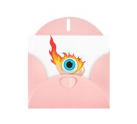Carte de vœux WHJSHOP rose avec globe oculaire brûlant sur la paume - Papier nacré haut de gamme double face effet nacré avec boucle d'amour et enveloppe en papier nacré