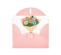 Carte de vœux WHJSHOP rose enveloppée dans de magnifiques impressions papier - Papier nacré double face haut de gamme effet perle avec boucle d'amour et enveloppe en papier perlé