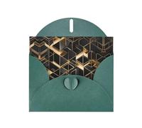 Carte de vœux WHJSHOP vert foncé à carreaux noirs et dorés 2 impressions - Papier nacré haut de gamme double face effet perlé avec boucle d'amour et enveloppe en papier perlé