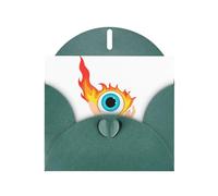 Carte de vœux WHJSHOP vert foncé avec globe oculaire brûlant sur la paume - Papier nacré haut de gamme double face effet perlé avec boucle d'amour et enveloppe en papier nacré