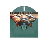Carte de vœux WHJSHOP vert foncé avec impression boules de bowling - Papier nacré double face haut de gamme effet perle avec boucle d'amour et enveloppe en papier perlé