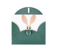Carte de vœux WHJSHOP vert foncé avec imprimé lapin en dents de Bucktooth - Papier nacré double face haut de gamme effet perle avec boucle d'amour et enveloppe en papier nacré