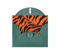 Carte de vœux WHJSHOP vert foncé avec imprimé tigre orange - Papier nacré haut de gamme avec effet nacré double face