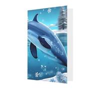Carte de vœux Winter The Dolphin, 10,2 x 15,2 cm, enveloppe en forme de cœur, convient pour toutes les occasions.