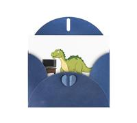 Carte de vœux YYHWHJDE bleue représentant un dinosaure regardant la télévision 15,2 x 10,2 cm - Design tendance et unique pour diverses occasions