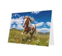 Carte de vœux YYHWHJDE Horses on the Prairie Vert foncé 15,2 x 10,2 cm avec effet nacré double face et encre respectueuse de l'environnement