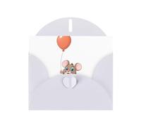 Carte de vœux YYHWHJDE Mouse tenant un ballon Blanc 15,2 x 10,2 cm - Design tendance et unique pour diverses occasions