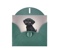 Carte de vœux YYHWHJDE Shy Little Black Dog Prints Vert foncé 15,2 x 10,2 cm - Design tendance et unique pour diverses occasions