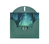 Carte de vœux YYHWHJDE vert foncé avec imprimé forêt brumeuse 15,2 x 10,2 cm - Design tendance et unique pour diverses occasions