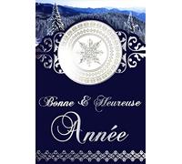 Carte Découpée Bonne Année Meilleurs Vœux Flocon Argenté avec Enveloppe Forêt de Sapins de Noël sous la Neige Paysage Givré en Hiver Montagne Nature Bleu Classique Traditionnel Souhaits 61-4070-A