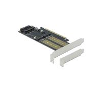 Carte DeLOCK 90486 : PCIe x16 vers 1x M.2 Key B + 1x NVMe M.2 Key M + 1x mSATA, Profil Bas, PCIe 4.0, Support Windows & Linux