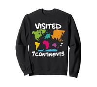 Carte des 7 Continents Double Face Visité du Monde du Voyageur Sweatshirt