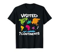 Carte des 7 Continents Double Face Visité du Monde du Voyageur T-Shirt