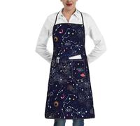 Carte des Constellations Imprimée Tablier Cuisine Étanche Tablier Réglable Tabliers Barbecue pour Chef BBQ Travail 52X72cm