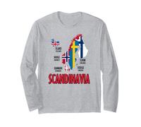 Carte des Drapeaux scandinaves - Lettrage Nordique Noir Manche Longue