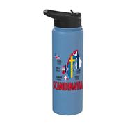 Carte des drapeaux scandinaves - Lettrage nordique noir Stainless Steel Insulated Water Bottle