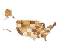 Carte des États-Unis en bois 3D Décoration murale multicouche Bois teinté multicolore Nom gravé Effet 3D Pour salon, bureau, chambre (70 x 37 cm)