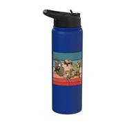 Carte des États-Unis saumon pygargue à tête blanche bison Stainless Steel Insulated Water Bottle