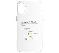 Carte des îles sous Le Vent Antigua St Martin Brabuda Coque pour iPhone 16 Plus