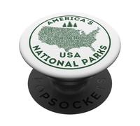 Carte des Parcs nationaux - Randonnée - Voyage - Camping - Rétro USA PopSockets PopGrip Adhésif