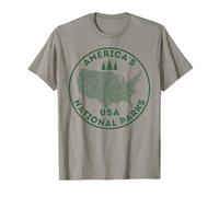 Carte des Parcs nationaux - Randonnée - Voyage - Camping - Rétro USA T-Shirt