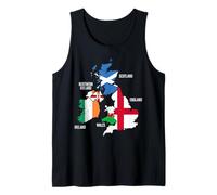 Carte des Pays et Drapeaux des îles Britanniques pour Homme et Femme. Débardeur