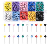 Carte des Punaises 1000 Pièces Épingles et Punaises Multicolores Push Pins avec Boîte Transparente pour Marquage, Bricolage, Tableaux en Liège, Bulletin Board