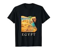 Carte des Racines égyptiennes - Pyramides du Caire Gizeh Souvenir de l'Égypte T-Shirt Graphique avec Valeur, Homme, Noir, XL