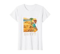 Carte des Racines égyptiennes - Pyramides du Caire Gizeh Souvenir de l'Égypte T-Shirt Graphique avec Valeur, Femme, Blanc, L